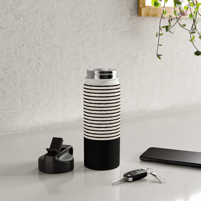Texture - Black Stripes Blocks Water Bottle Gallery Image 4