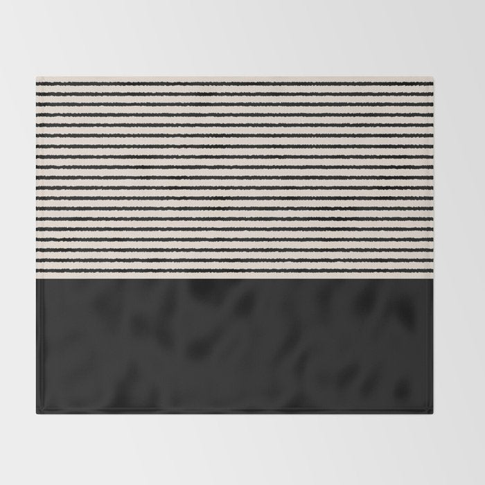 Texture - Black Stripes Blocks Throw Blanket Gallery Image 2