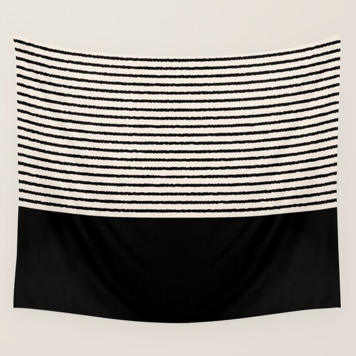 Texture - Black Stripes Blocks Wall Tapestry Gallery Image 1