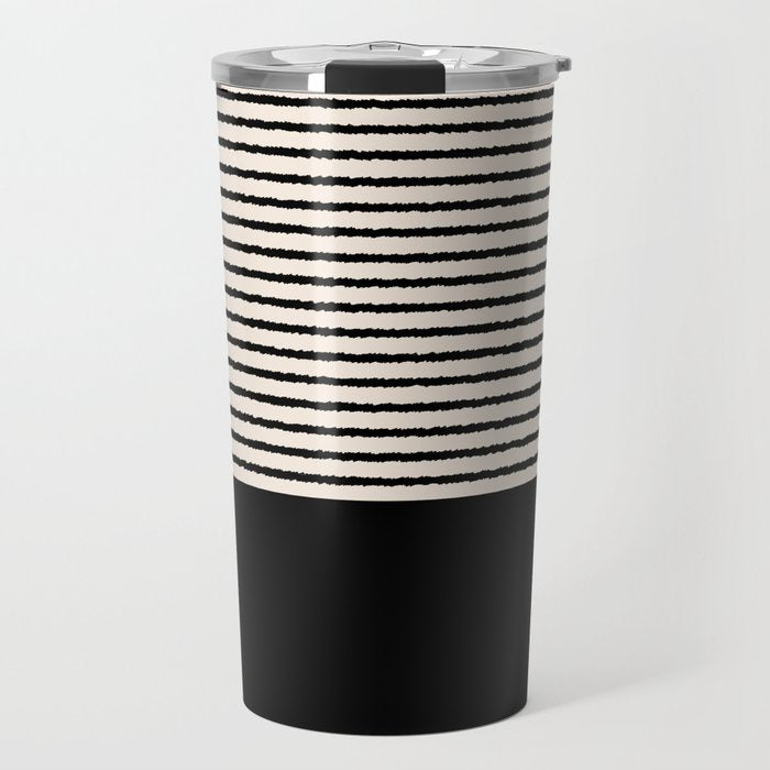Texture - Black Stripes Blocks Travel Mug Gallery Image 1