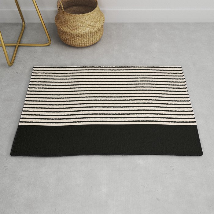 Texture - Black Stripes Blocks Rug Gallery Image 1