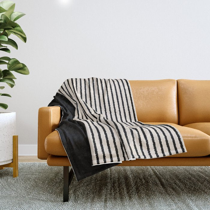 Texture - Black Stripes Blocks Throw Blanket Gallery Image 1