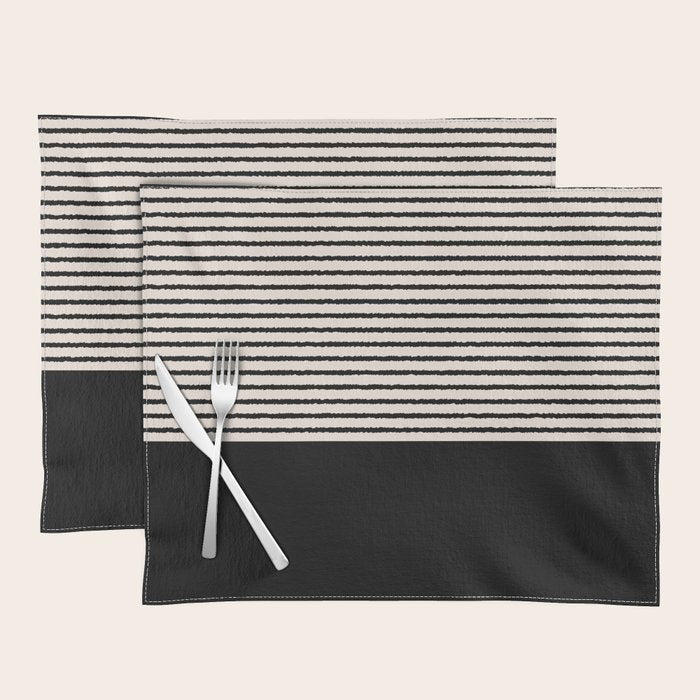 Texture - Black Stripes Blocks Placemat Gallery Image 1