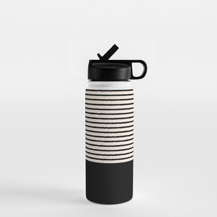 Texture - Black Stripes Blocks Water Bottle Gallery Image 1