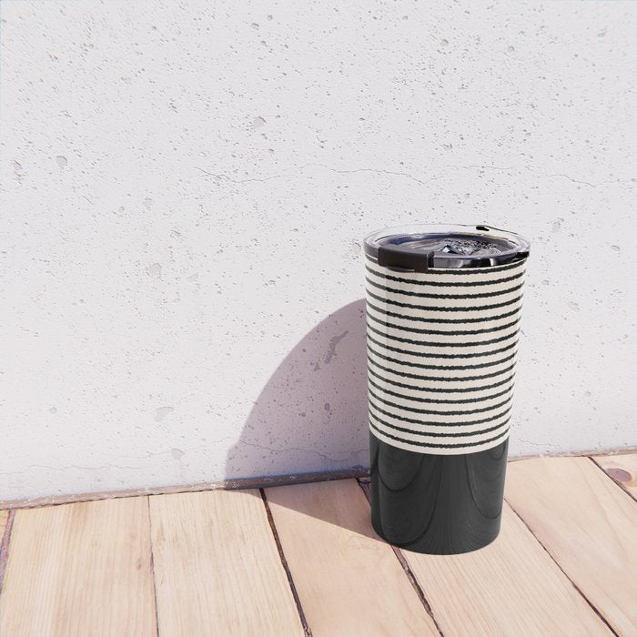 Texture - Black Stripes Blocks Travel Mug Gallery Image 4