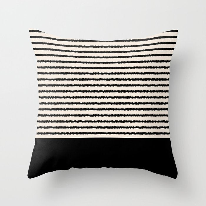 Texture - Black Stripes Blocks Throw Pillow Gallery Image 6