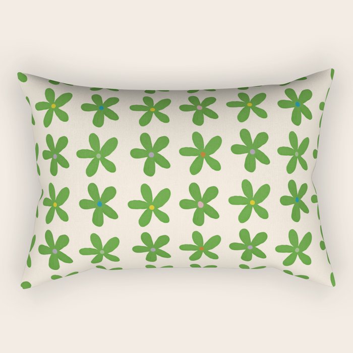Green Flowers Rectangular Pillow Gallery Image 2