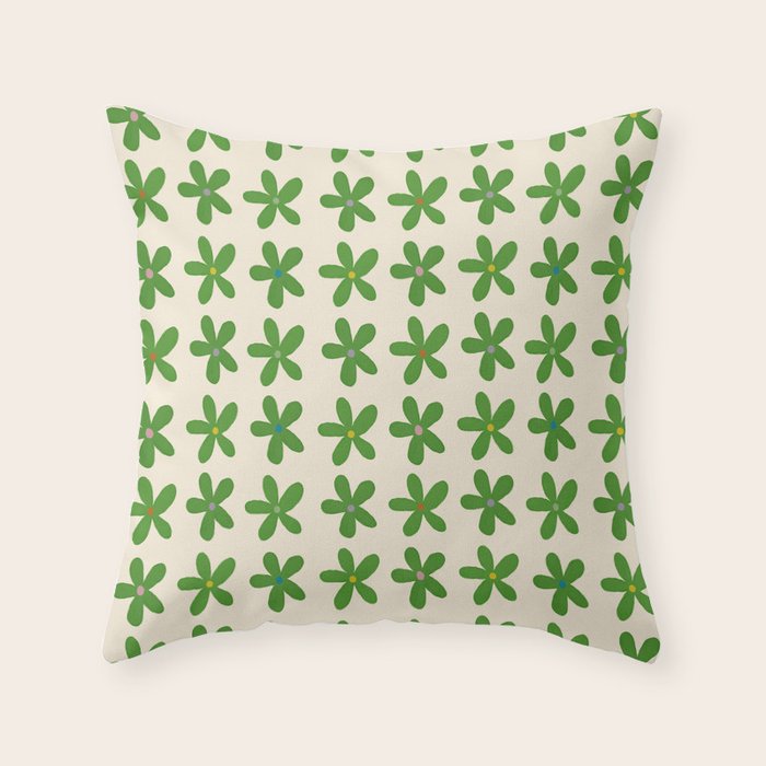 Green Flowers Throw Pillow Gallery Image 6