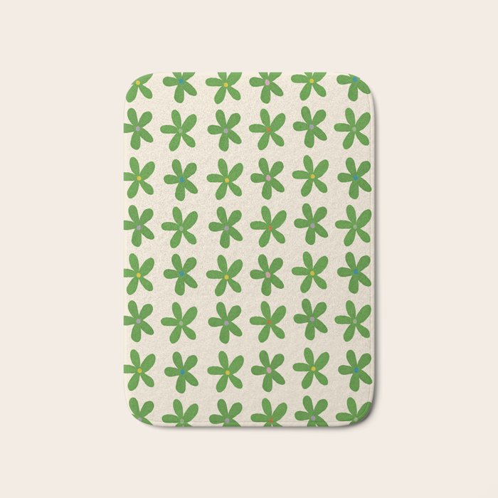 Green Flowers Bath Mat Gallery Image 1