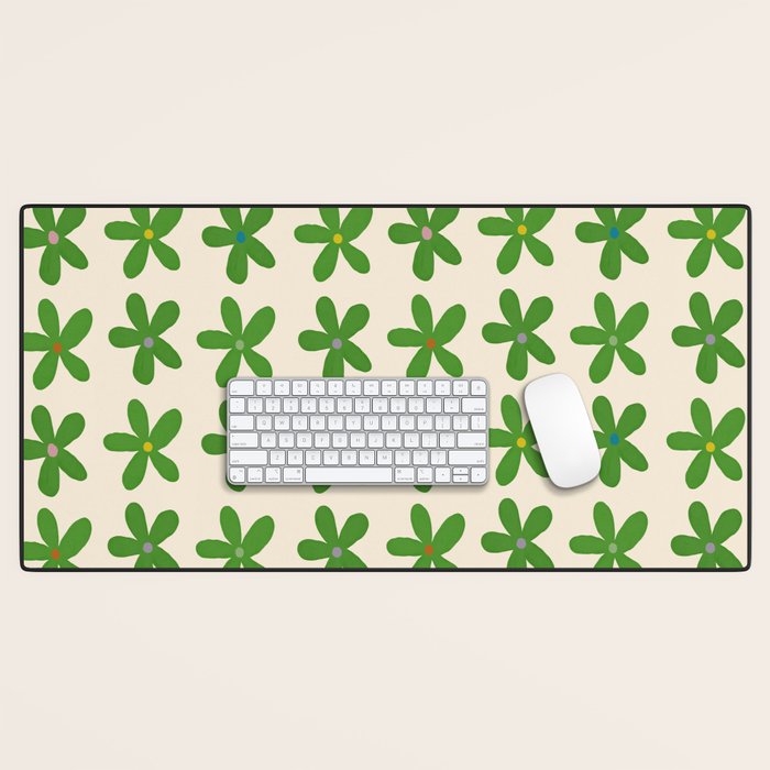 Green Flowers Desk Mat Gallery Image 1