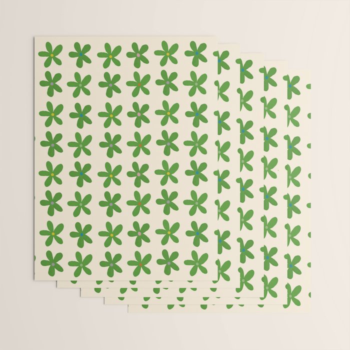 Green Flowers Wrapping Paper Gallery Image 3