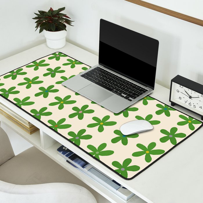 Green Flowers Desk Mat Gallery Image 2