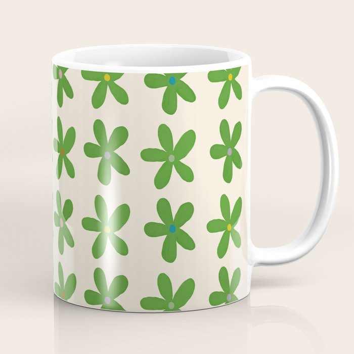 Green Flowers Coffee Mug Gallery Image 1