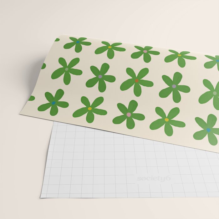 Green Flowers Wrapping Paper Gallery Image 2