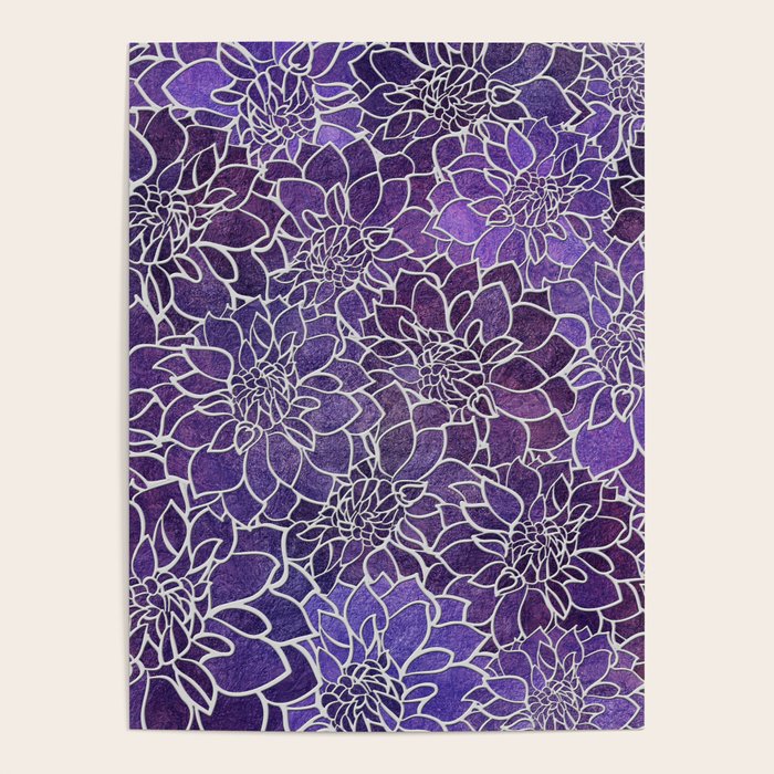 Dahlia Flower Pattern 3 Poster Gallery Image 1