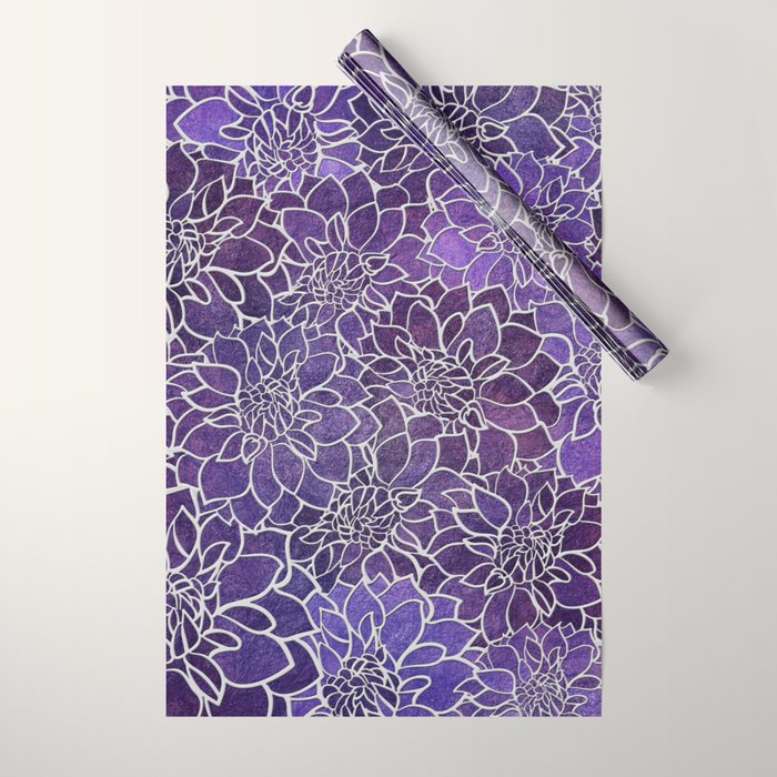Dahlia Flower Pattern 3 Wrapping Paper