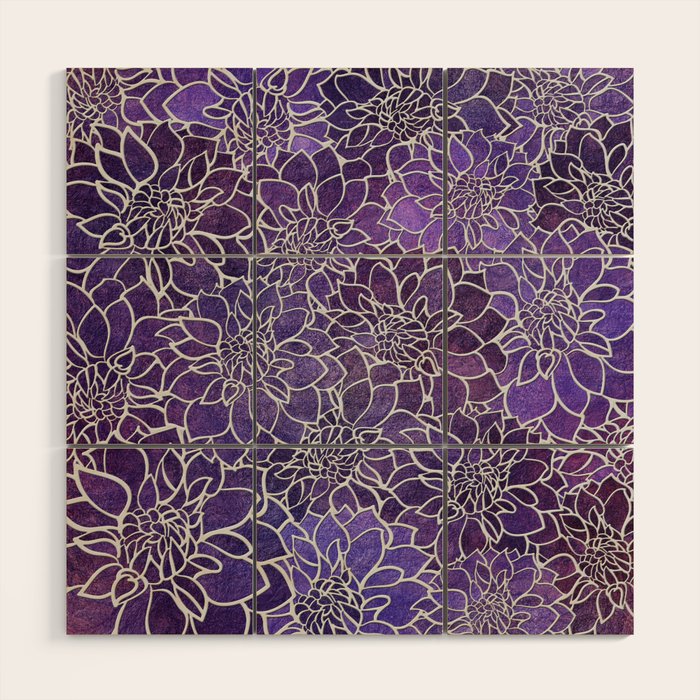 Dahlia Flower Pattern 3 Wood Wall Art Gallery Image 1