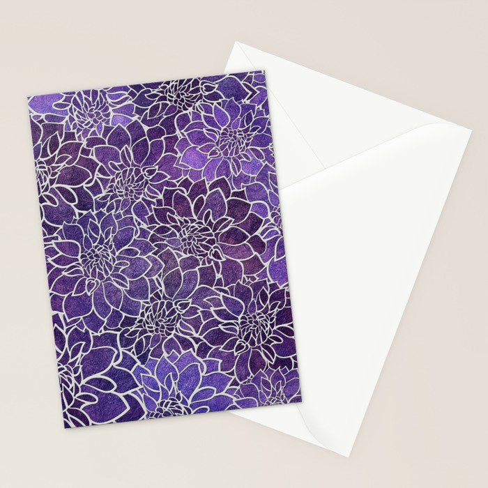 Dahlia Flower Pattern 3 Stationery Card Gallery Image 2