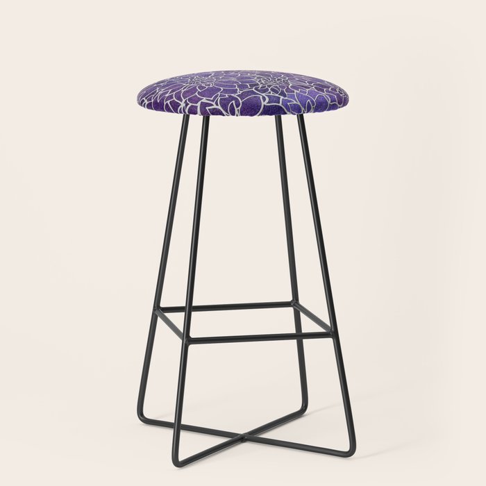 Dahlia Flower Pattern 3 Stool Gallery Image 1