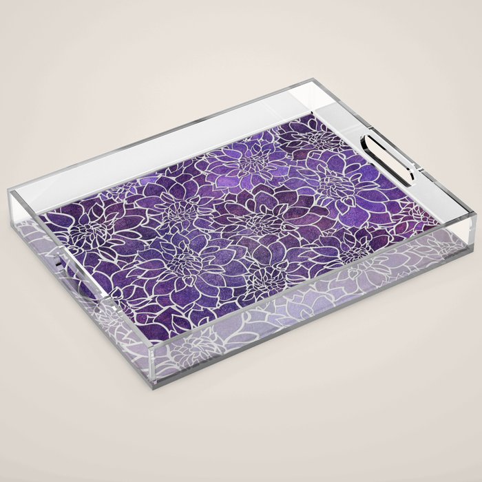 Dahlia Flower Pattern 3 Acrylic Tray Gallery Image 1