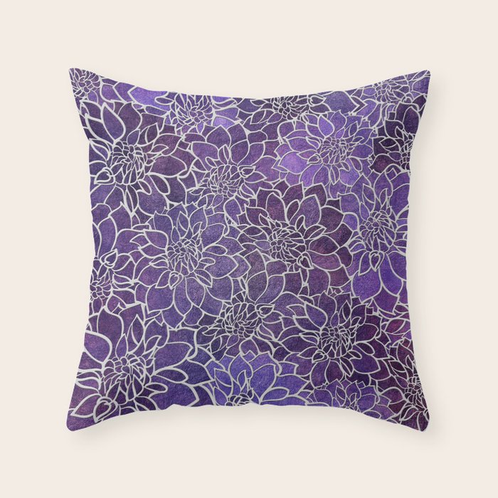 Dahlia Flower Pattern 3 Throw Pillow Gallery Image 6