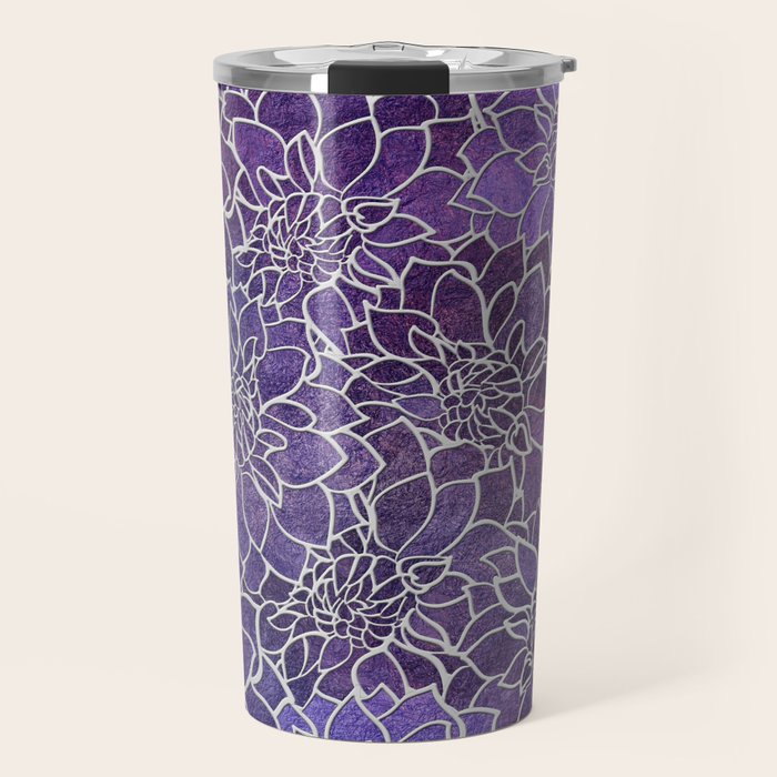 Dahlia Flower Pattern 3 Travel Mug Gallery Image 1