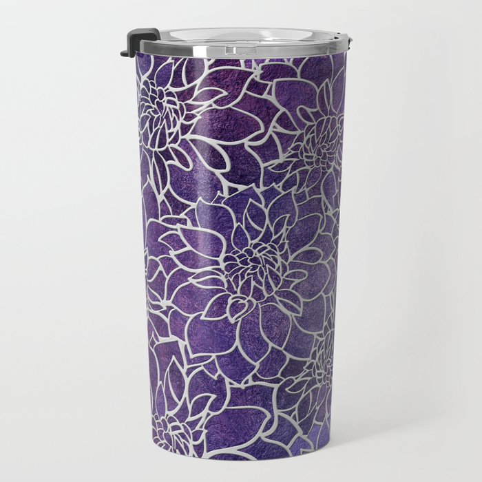 Dahlia Flower Pattern 3 Travel Mug Gallery Image 3