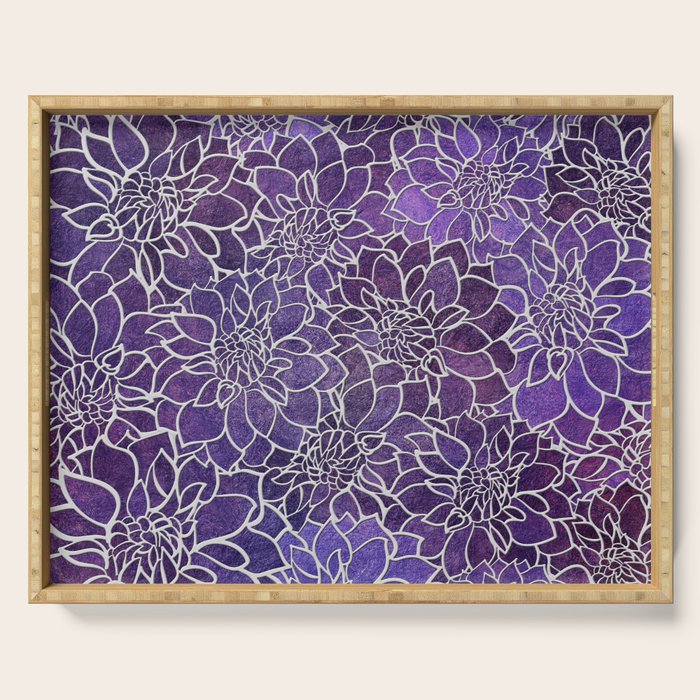 Dahlia Flower Pattern 3 Serving Tray Gallery Image 1