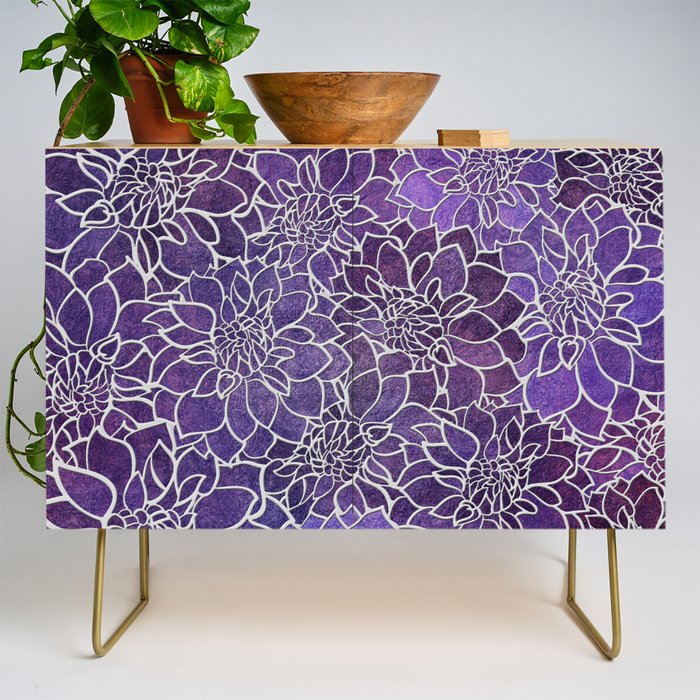 Dahlia Flower Pattern 3 Credenza Gallery Image 1