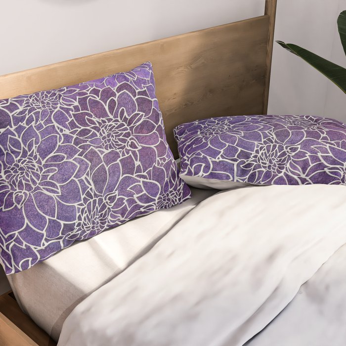 Dahlia Flower Pattern 3 Pillow Sham Gallery Image 2