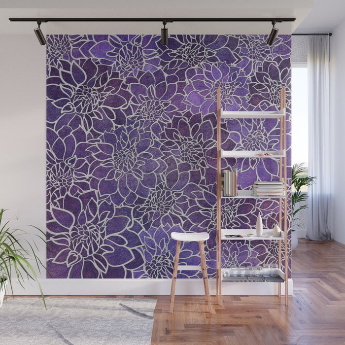 Dahlia Flower Pattern 3 Wall Mural Gallery Image 1