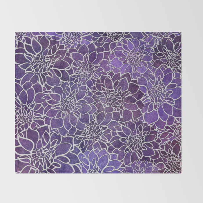 Dahlia Flower Pattern 3 Throw Blanket Gallery Image 2