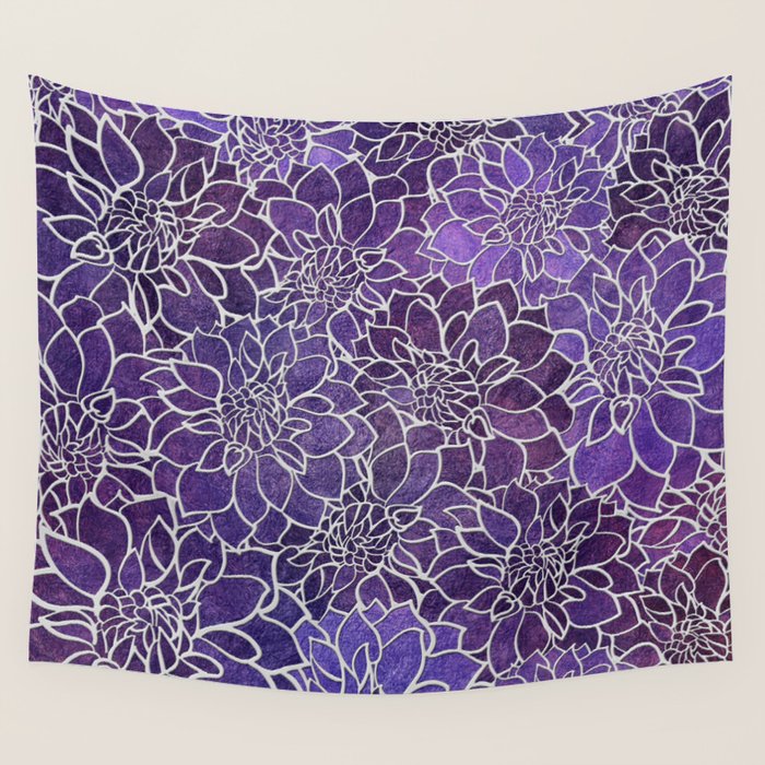 Dahlia Flower Pattern 3 Wall Tapestry Gallery Image 4