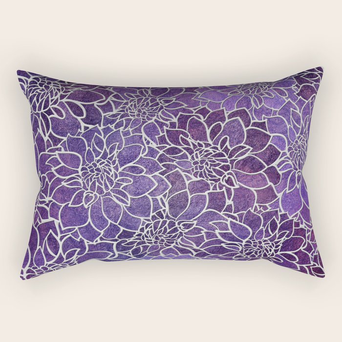 Dahlia Flower Pattern 3 Rectangular Pillow Gallery Image 1
