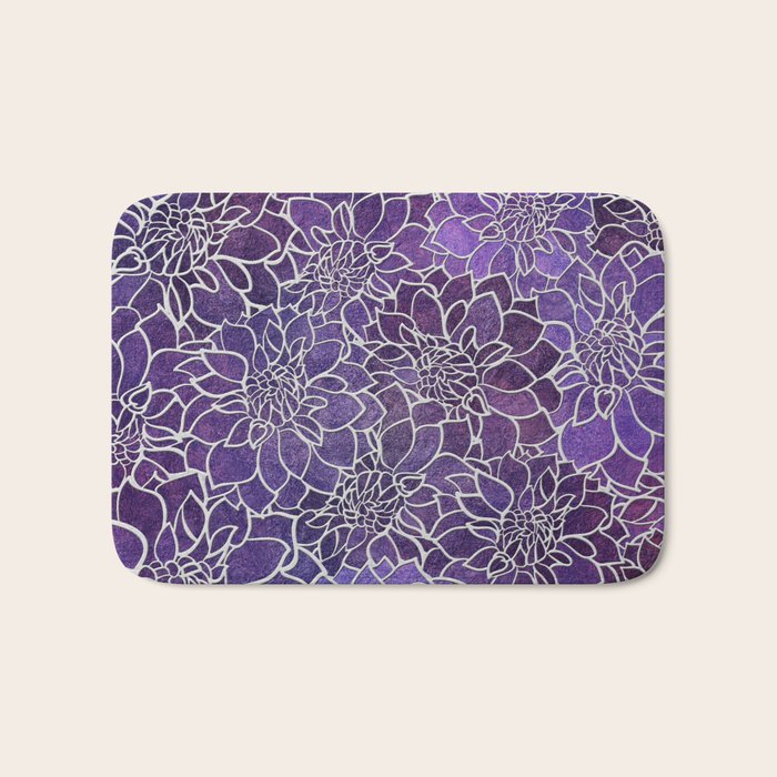 Dahlia Flower Pattern 3 Bath Mat Gallery Image 1
