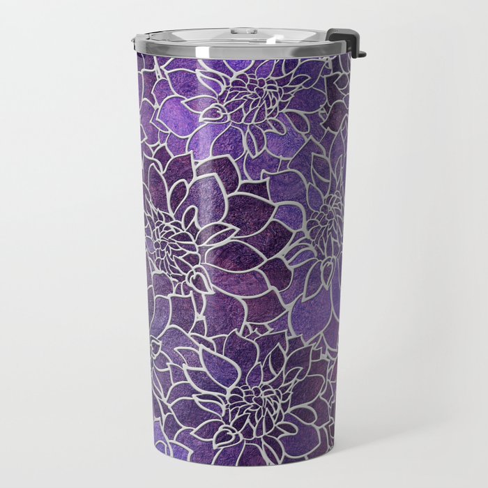 Dahlia Flower Pattern 3 Travel Mug Gallery Image 2