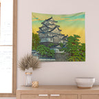 Kawase Hasui Vintage Japanese Woodblock Print Himeji Castle Wall Tapestry Gallery Image 2