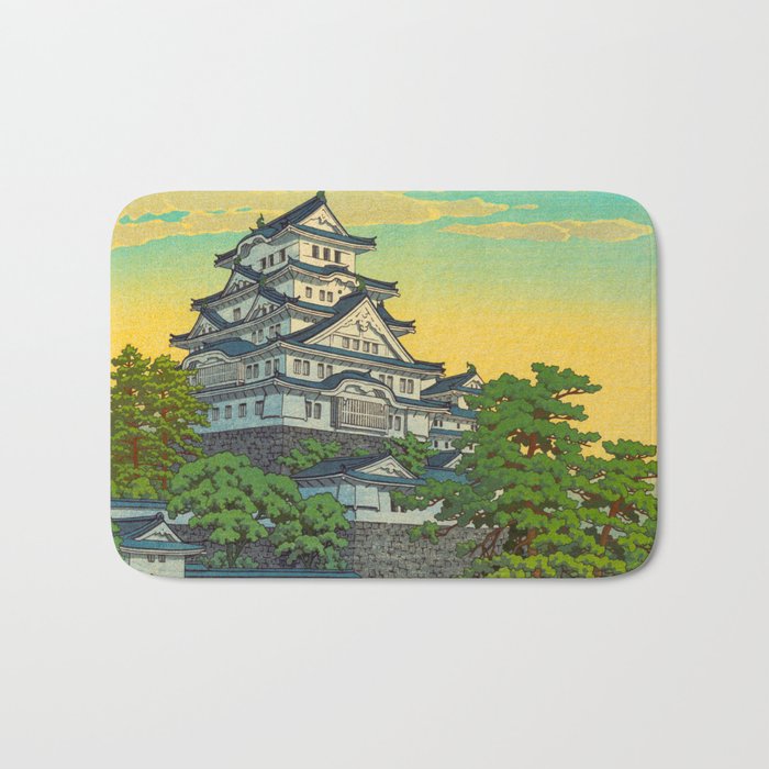 Kawase Hasui Vintage Japanese Woodblock Print Himeji Castle Bath Mat Gallery Image 1