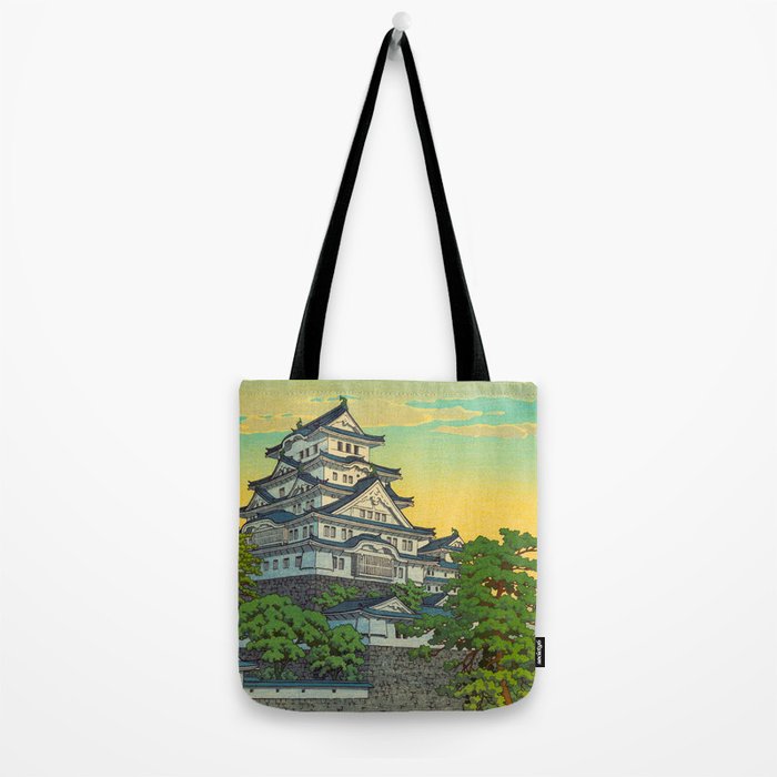 Kawase Hasui Vintage Japanese Woodblock Print Himeji Castle Tote Bag Gallery Image 2