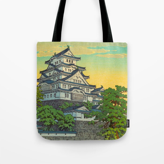 Kawase Hasui Vintage Japanese Woodblock Print Himeji Castle Tote Bag Gallery Image 1