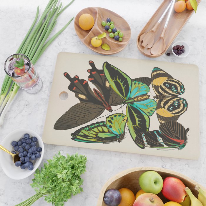 Vintage Butterfly Illustration EA Seguy Papillon Cutting Board Gallery Image 2