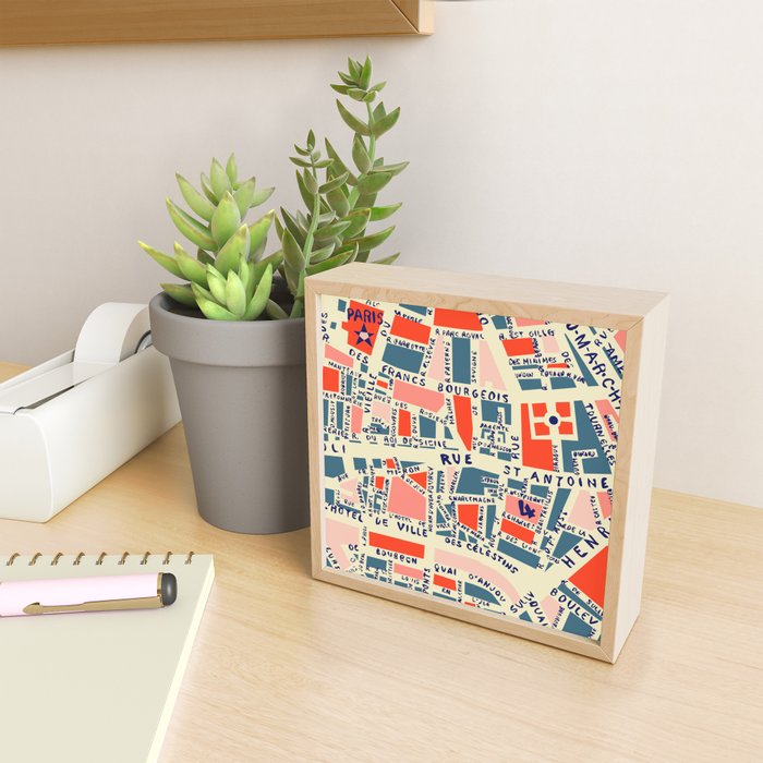 paris map blue Mini Art Print Gallery Image 2