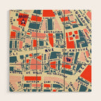 paris map blue Wood Wall Art Gallery Image 1