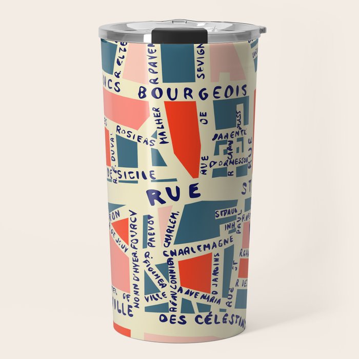 paris map blue Travel Mug Gallery Image 1