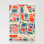 paris map blue Stationery Card Gallery Image 2