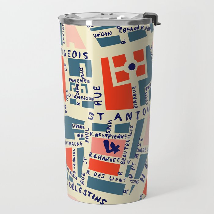paris map blue Travel Mug Gallery Image 2
