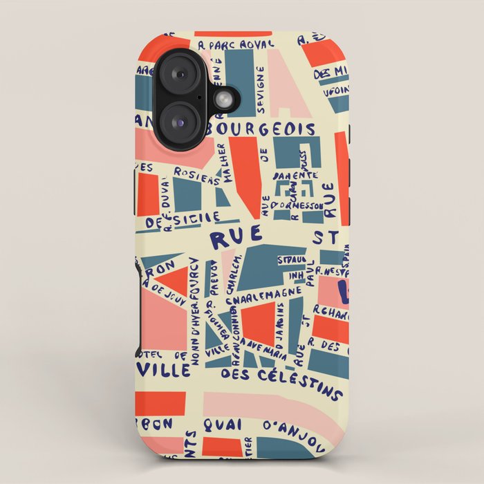 paris map blue iPhone Case Gallery Image 1