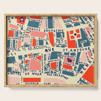 paris map blue Serving Tray Gallery Image 1
