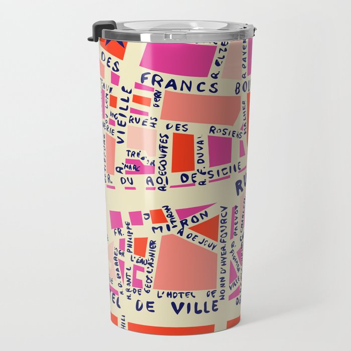 paris map pink Travel Mug Gallery Image 3