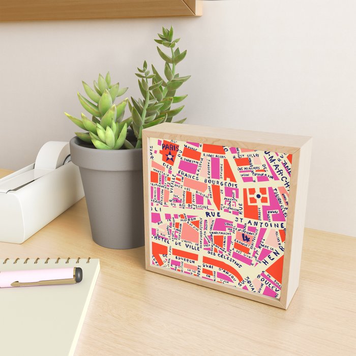 paris map pink Mini Art Print Gallery Image 2